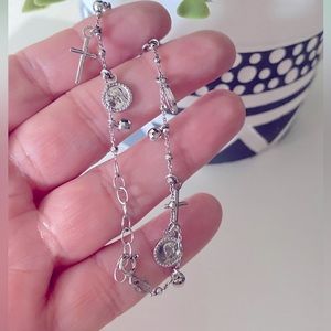 Sterling silver catholic Jesus Mary bracelet Medjugorje miracle 9” length